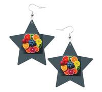 Fruit Rainbow Printed Leather Pierced Earring Set, 1 Pair Lightweight Bohemian Earrings Birthday Party Jewelry Gifts For Women