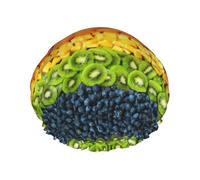 Fruit Rainbow Printed Shower Cap, Double Layer Hair Cover For Bathing, Reusable Headgear For Long Hair