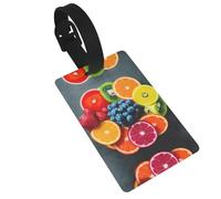 Fruit Rainbow Printed Small Luggage Tags Portable Bag ID Holders with Adjustable Strap for Travel Gear