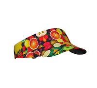 Fruit Rainbow Printed Sports Sun Visor Hat Adjustable Visor Cap for Women Men Outdoor Beach Sunscreen Sun Hat, Black, One Size, Black, One Size