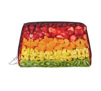 Fruit Rainbow Printed Zippered Toiletry Bag, Wide Open Storage Case for Personal Care Items and Cosmetics