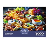 Fruit Recycled Paper Jigsaw Puzzle 1000 Piece Cheese Nuts & Grapes Platter with Coffee Impossible Hard Difficult Challenging 70x50cm/1000pcs