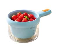 Fruit Rinse Basket Double Layer Drain Bowl with Measurement Marks, PET PP Prep Container for Kitchen Counter Use Produce Washing Basket Kitchen Drain Bowl Fruit Rinse Colander Vegetable Prep Drainer