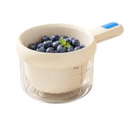Fruit Rinse Basket Double Layer Drain Bowl with Measurement Marks, PET PP Prep Container for Kitchen Counter Use Produce Washing Basket Kitchen Drain Bowl Fruit Rinse Colander Vegetable Prep Drainer