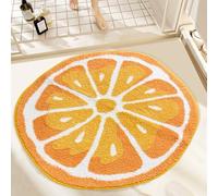 Fruit Round Rug 2.6ft, Delicious Orange Bath Mat with Soft & Non-Slip, Ultra Absorbent Microfiber Shaggy Door Mat, Machine Washable Bath Rug Carpet for Toilet Bathtub Bedroom (Round Orange)