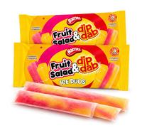 Fruit Salad & Dip Dab Ice Duos Ice Lollies - 8 x 80ml Frozen Ice Pops - Dual Flavour Freezer Pops - Retro Sweet Inspired Summer Treats for Kids & Adults (Pack of 2)