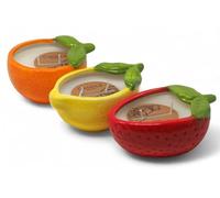 Fruit Scented Candles in Ceramic Holders - Strawberry Orange Lemon - Set of 3