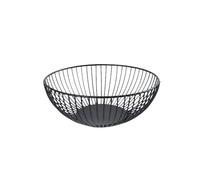 Fruit Serving Basket - Silver Wire Kitchen Storage Organizer, Wire Storage Bowl, Metal Fruit Holder, Hanging Handle, Roll Resistant Coating