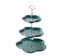 Fruit Serving Tray Ceramic Fruit Plate European-Style Three-Tier Snack Cake Plate Dessert Table Multi-Layer Pastry Living Room Candy Tray Rack Fruit Platter Tray for Parties(A)