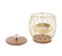 Fruit Shape Coffee Pod Holder Stylish Coffee Pod Storage with Wooden Base Lid Home Decoration (Gold)