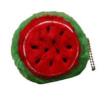 Fruit Shape Plush Coin Purse Soft Portable for Kids, Watermelon, E | Miniature Plush Fruit Wallet, Sturdy Zippered Closure, Pocket Sized Money Organizers for On-the-Go Storage