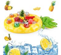 Fruit - Shaped Floating Drink Holder for Pool & Hot Tub - Inflatable Cabana Bar with 4 Cup Holders & Cooler Tray | Pineapple/Avocado Design for Adults
