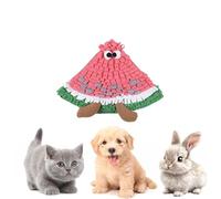 Fruit Shaped Snuffle Mat for Dogs and Cats, Interactive Slow Feeding Toy with Crinkle Paper BB Squeaker and Bell, Peach Watermelon Lemon Pear Design, Soft Fleece with Non-Slip Bottom (watermelon)