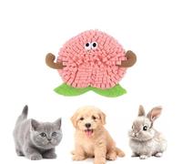 Fruit Shaped Snuffle Mat for Dogs and Cats, Interactive Slow Feeding Toy with Crinkle Paper BB Squeaker and Bell, Peach Watermelon Lemon Pear Design, Soft Fleece with Non-Slip Bottom (peach)