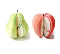 Fruit-Shaped Sticky Notes Set - 100 Sheets Apple & Pear Design with Paperclips, Cute Adhesive Notes for Office, School, Home