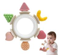 Fruit Shaped Teething Toys for Baby, Silicone Teething Ring for Babies, Teether Toys 0 3 6 12 Months Toddler, BPA Free Chew Toys Easy to Grasp Accessories for Boy Girl Infant Gifts, Brown