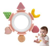 Fruit Shaped Teething Toys for Baby, Silicone Teething Ring for Babies, Teether Toys 0 3 6 12 Months Toddler, BPA Free Chew Toys Easy to Grasp Accessories for Boy Girl Infant Gifts, Pink