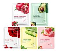 Fruit Sheet Face Mask, 5PCS Fruit Extract Mask for Face, Moisturizing Facial Mask Set, Hydrating & Anti Aging Facial Mask, Sheet Masks Beauty, Improves Skin Care, Pamper Beauty Masks