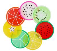 Fruit Silicone Coasters Set of 7, Colorful Non-Slip Drink Coasters for Cups, Heat Resistant & Reusable Table Protection Mats, Fun Slice Design for Kitchen, Bar & Coffee Table