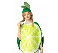 Fruit Slice Costume - Realistic Lime and Lemon Cosplay with Hat | Light and Fun Jumpsuit with Food | Halloween Outfit - For Men and Women, Carnival Parties, Role Playing