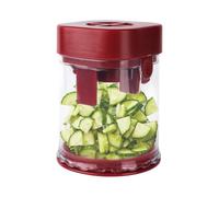 Fruit Slicer Cup, Strawberry Cutter Grape Slicer Dicer Food Chip Chopper with Container Cross Blade and Anti-Slip Base Detachable Kitchen Gadget Tool for Banana Vegetable Cucumber Potato (Red)
