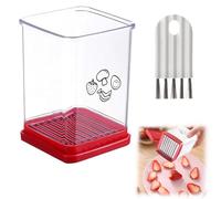 Fruit Slicer, Fruit Cutter, Cup Slicer Fruit and Vegetable Speed Slicer with Bottom Push Plate Portable Slicing Tool with Cleaning Brush for Strawberry/Banana/Vegetable Kitchen Gadgets