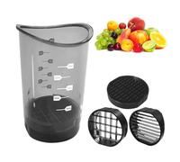Fruit Slicing Cup, Stainless Steel Vegetable Cutter Cup, Multi-Cooking Cutter with Removable Blade & Push Plate, for Strawberry, Banana, Egg (Grey)