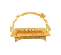 Fruit Snack Basket European Classic Style Gold Metal Single Layer Multipurpose Snack Basket for Living Room Gift Table