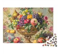 Fruit Still Life 1000 Piece Jigsaw Puzzle Paper for Adults Golden Fruit Bowl Jigsaw Puzzle for Family Relaxing Home Decor 38x26cm/1000pcs