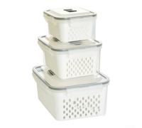 Fruit Storage Containers with Colander 3-Pack Airtight