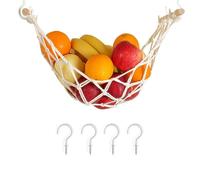 Fruit Storage Rectangle Hanging Fruit Hammock, Basket Under the Kitchen Cabinet for Storing Banana Fruits, Hand-Woven Lace Veg Basket