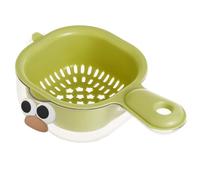 Fruit Strainer, 2 in 1 Dual-Layer Fruit Washing Bowl with Strainer, Cute Plastic Vegetable Washing Basket with Handle, Stackable Strainer Bowl for Kitchen, Green