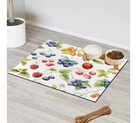 Fruit Strawberry Cherries Blueberries Pet Feeding Mat for Cat Dog Water Bowl Food Mats Pet Feeding Mats Absorbent Nti-Slip Contain Spills Protects Floors Placemat 60.9 x 81.2 cm