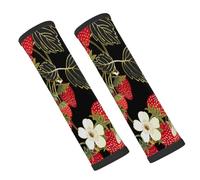 Fruit Strawberry Flower Pattern Seat Belt Pads for Car 2 Pack Soft Neoprene Seatbelt Cover Shoulder Pad Neck Cushion Protector Universal Fit for Car Backpack Travel Comfort
