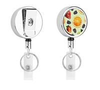 Fruit Style Pattern Badge Reel Retractable Stainless Steel Badge Clip with Lanyard Cute Badges Reel Holder Heavy-Duty Nurse Doctor Name Tag Badges Clip for Work