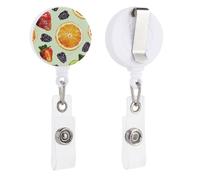Fruit Style Pattern Retractable Badge Reel - Personalized ID Name Badge Holder with Lanyard Cute Badges Reel Holder Round Nurse Doctor Name Tag Badges Clip for Work