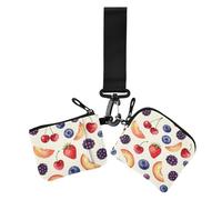 Fruit Summer Berries Strawberry Women Credit Card Case Coin Purse Small Detachable Identity Card Protector with Zipper Coin Pocket for Daily Use 2 Packs