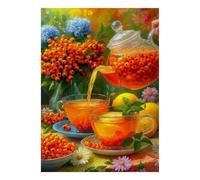 Fruit Tea Flowers Jigsaw Puzzle, 1000 Pcs Indoor Adult Game | 38x26cm Cardboard, Brain Workout, Accurate Cutting, Adult Hobbyists, Stress Reduction