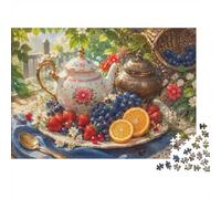 Fruit Teapot Flowers 500pcs Mini Puzzle For Family Challenging | 52x38cm Cardboard Living Room Decor Durable Structure Birthday Gift Anxiety Relief