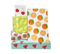 Fruit Theme Wrapping Paper, Lemon Watermelon Cherry Orange Strawberry Fruits Design Folded Flat Gift Wrap Paper - 5 Patterns Tropical Hawaii Fruity Sheet Paper for Baby Showers Holiday Birthday DIY Cr