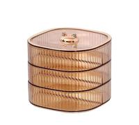 Fruit Tray Household Modern Living Room Coffee Table Candy Box, Divided into Light Luxury and Stacked with Multiple Layers Snack Storage Box, Dried Fruit Box (Brown (3-Layer))