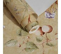通用 Fruit Tree Flowers Birds Elegant Country Vintage Style Clothing Store Cafe Restaurant Bedroom Living Room TV Background Wall Non-Woven Wallpaper 20.87″Wx393.7″L Non-Pasted (Beige)