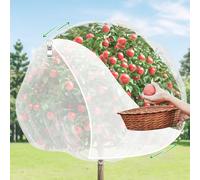 Fruit Tree Netting with 2-Way Zipper & Drawstring - 6.4Ft x 6.4Ft Garden Plant Net Pest Barrier to Prevent Cicadas Bird Squirrel Deer - Bug Protection for Blueberry Tomato with Fine Mesh Insect Cover