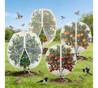 Fruit Tree Netting with Zipper & Drawstring, 4 Pack Bird Protection Insect Netting Bags（2x 1x1.5M & 2x 1x0.8M), Garden Fine Mesh Bird Bug Netting Plant Cover for Blueberry Strawberry Cherry Flower