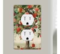 Fruit Under The Tree Duplex Receptacle Outlet Covers, 1-Gang Standard Size Wall Plates, Unbreakable Polycarbonate Dual Outlet Faceplates Covers For Kitchen Home Kids Room Decor 4.5" X 2.76"