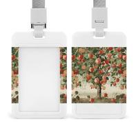 Fruit Under The Tree ID Badge Holder Cute ID Badge Name Card Holder with Lanyard Detachable Name Tag Clips Vertical ID Card Protector Case for Daily Office Gifts