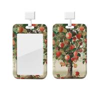 Fruit Under The Tree Id Badge Holder with Lanyard Waterproof Key Card Holder Case Vertical Id Card Protector with Clear Id Window Breakaway Name Tags for Women Men Work Office Doctor Nurse