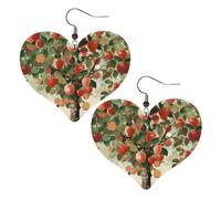 Fruit Under the Tree Leather Earrings for Women Heart Dangle Earrings Lightweight Drop Earring Jewelry Gift