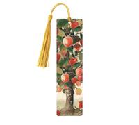 Fruit Under The Tree Metal Bookmarks with Tassels,Pendant Unique Handmade Bookmark Craft DIY Wooden Bookmarks Cute Hanging Tags Ornaments for Book Lovers Birthday Teachers Gift