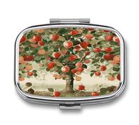 Fruit Under The Tree Pill Box Medicine Pill Organizer Small Pill Case Travel Pill Container Portable Pill Case for Pocket 2 Compartment Pill Holder Pill Boxes for Travel